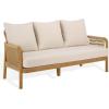 SAFAVIEH Couture Outdoor Patio Furniture Collection – Rogers Natural & Beige Teak & Hyacinth Sofa, Modern Coastal Outdoor Seating, All-Weather Cushions (CPT2017A)(Natural/Beige)