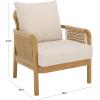 SAFAVIEH Couture Outdoor Patio Furniture Collection – Rogers Teak & Hyacinth Chair, Modern Woven Accent Chair with Cushions (CPT2016)(Natural/Beige)
