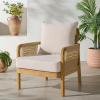 SAFAVIEH Couture Outdoor Patio Furniture Collection – Rogers Teak & Hyacinth Chair, Modern Woven Accent Chair with Cushions (CPT2016)(Natural/Beige)