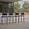 SAFAVIEH Couture Outdoor Patio Furniture Collection – Romona Tropical Bar Stool Set of 2, Black Woven Rattan Design, 30-Inch, Fully Assembled (CPT4001A)(Black)