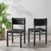 SAFAVIEH Couture Outdoor Patio Furniture Collection – Romona Tropical Dining Chair Set of 2, Brown Woven Rattan Seat, Fully Assembled (CPT4000B)(Black)