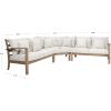 SAFAVIEH Couture Outdoor Patio Furniture Collection – Rosabecca Natural & Beige Solid Wood Sectional Sofa, Modern Outdoor Corner Couch (DUP1000B)(Natural/Beige)