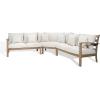 SAFAVIEH Couture Outdoor Patio Furniture Collection – Rosabecca Natural & Beige Solid Wood Sectional Sofa, Modern Outdoor Corner Couch (DUP1000B)(Natural/Beige)