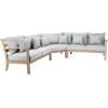 SAFAVIEH Couture Outdoor Patio Furniture Collection – Rosabecca Natural & Beige Solid Wood Sectional Sofa, Modern Outdoor Corner Couch (DUP1000B)(Natural/Light Grey)