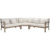 SAFAVIEH Couture Outdoor Patio Furniture Collection – Rosabecca Natural & Beige Solid Wood Sectional Sofa, Modern Outdoor Corner Couch (DUP1000B)(Natural/Beige)