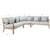 SAFAVIEH Couture Outdoor Patio Furniture Collection – Rosabecca Natural & Beige Solid Wood Sectional Sofa, Modern Outdoor Corner Couch (DUP1000B)(Natural/Light Grey)