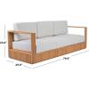 SAFAVIEH Couture Outdoor Patio Furniture Collection – Saint Lucia Natural Teak Wood Patio Sofa with White Cushions, Reeded Outdoor Sofa (CPT1074A)(Natural/White)