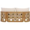 SAFAVIEH Couture Outdoor Patio Furniture Collection – Skipper Teak Natural & Beige Solid Wood Sofa, Modern Coastal Woven-Panel Design, Outdoor Lounge Seating (CPT2011A)(Natural/Beige)