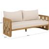 SAFAVIEH Couture Outdoor Patio Furniture Collection – Skipper Teak Natural & Beige Solid Wood Sofa, Modern Coastal Woven-Panel Design, Outdoor Lounge Seating (CPT2011A)(Natural/Beige)