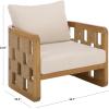 SAFAVIEH Couture Outdoor Patio Furniture Collection – Skipper Teak Solid Wood Chair, Woven Accent Outdoor Lounge Chair, Modern Coastal Design (CPT2010)(Natural/Beige)