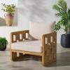 SAFAVIEH Couture Outdoor Patio Furniture Collection – Skipper Teak Solid Wood Chair, Woven Accent Outdoor Lounge Chair, Modern Coastal Design (CPT2010)(Natural/Beige)