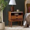 SAFAVIEH Home Collection – Alexi 2-Drawer Nightstand Table with White Marble Top, Brown Mid-Century Bedside Storage, Fully Assembled (NST3701A)(White Marble/Brown)
