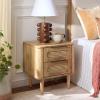 SAFAVIEH Home Collection – Brey Walnut & Brass 2-Drawer Nightstand, Mid-Century Cane Accent Bedside Table (NST3107A)(Oak/Brass)