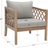 SAFAVIEH Outdoor Couture Collection Fiji Dark Brown Solid Wood/Beige Cushion Trellis Pattern Patio Chair (CPT1036A)