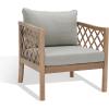 SAFAVIEH Outdoor Couture Collection Fiji Dark Brown Solid Wood/Beige Cushion Trellis Pattern Patio Chair (CPT1036A)