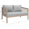SAFAVIEH Outdoor Couture Collection Fiji Dark Brown Solid Wood/Beige Cushion Trellis Pattern Patio Sofa (CPT1037A)