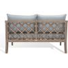 SAFAVIEH Outdoor Couture Collection Fiji Dark Brown Solid Wood/Beige Cushion Trellis Pattern Patio Sofa (CPT1037A)
