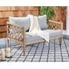 SAFAVIEH Outdoor Couture Collection Fiji Dark Brown Solid Wood/Beige Cushion Trellis Pattern Patio Sofa (CPT1037A)