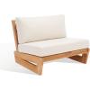 SAFAVIEH Outdoor Couture Collection Julianne Natural Solid Teak Wood/Beige Cushion Patio Chair (CPT1031A)(Natural/Beige)