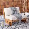 SAFAVIEH Outdoor Couture Collection Julianne Natural Solid Teak Wood/Beige Cushion Patio Chair (CPT1031A)(Natural/Beige)