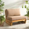 SAFAVIEH Outdoor Couture Collection Julianne Natural Solid Teak Wood/Beige Cushion Patio Chair (CPT1031A)(Natural/Brown)