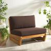 SAFAVIEH Outdoor Couture Collection Julianne Natural Solid Teak Wood/Beige Cushion Patio Chair (CPT1031A)(Natural/Dark Brown)