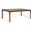 SAFAVIEH Outdoor Couture Collection Tommy Tropical Black Metal/Natural Solid Wood Rectangular Patio Coffee Table (CPT1029A)