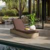 SAFAVIEH Outdoor Couture Collection Vincent Dark Brown Solid Wood/Beige Cushion Chaise Lounge Chair with Storage (CPT1043A)(Natural/Dark Brown)