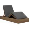 SAFAVIEH Outdoor Couture Collection Vincent Dark Brown Solid Wood/Beige Cushion Chaise Lounge Chair with Storage (CPT1043A)(Natural/Dark Grey)