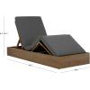 SAFAVIEH Outdoor Couture Collection Vincent Dark Brown Solid Wood/Beige Cushion Chaise Lounge Chair with Storage (CPT1043A)(Natural/Dark Grey)