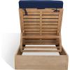 SAFAVIEH Outdoor Couture Collection Vincent Dark Brown Solid Wood/Beige Cushion Chaise Lounge Chair with Storage (CPT1043A)(Natural/Navy)