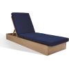 SAFAVIEH Outdoor Couture Collection Vincent Dark Brown Solid Wood/Beige Cushion Chaise Lounge Chair with Storage (CPT1043A)(Natural/Navy)