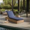 SAFAVIEH Outdoor Couture Collection Vincent Dark Brown Solid Wood/Beige Cushion Chaise Lounge Chair with Storage (CPT1043A)(Natural/Navy)
