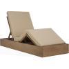 SAFAVIEH Outdoor Couture Collection Vincent Dark Brown Solid Wood/Beige Cushion Chaise Lounge Chair with Storage (CPT1043A)(Natural/Tan)