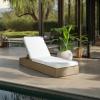SAFAVIEH Outdoor Couture Collection Vincent Dark Brown Solid Wood/Beige Cushion Chaise Lounge Chair with Storage (CPT1043A)(Natural/White)
