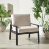 SAFAVIEH Outdoor Couture Patio Furniture Guam Black Aluminum & Beige Armchair with Cushions(Black/Beige)