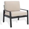 SAFAVIEH Outdoor Couture Patio Furniture Guam Black Aluminum & Beige Armchair with Cushions(Black/Beige)