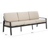 SAFAVIEH Outdoor Couture Patio Furniture Guam Black Aluminum & Beige Sofa with Cushions(Black/Beige)