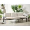 SAFAVIEH Outdoor Couture Patio Furniture Guam Black Aluminum & Beige Sofa with Cushions(Black/Beige)