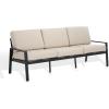 SAFAVIEH Outdoor Couture Patio Furniture Guam Black Aluminum & Beige Sofa with Cushions(Black/Beige)