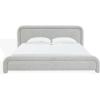 SAFAVIEH Couture Collection – Adelle Cream Chenille Upholstered Queen Bed, Rounded Modern Frame Design, No Box Spring Needed (SFV4874A-Q)(Brown/White)