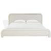 SAFAVIEH Couture Collection – Adelle Cream Chenille Upholstered Queen Bed, Rounded Modern Frame Design, No Box Spring Needed (SFV4874A-Q)(Creme)