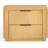 SAFAVIEH Couture Collection – Barrymore Greige Oak Reeded Wood 2 Drawer Nightstand, Fully Assembled Modern Storage Accent with Black Metal Hardware (SFV2225A)(Greige Oak)