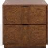 SAFAVIEH Couture Collection – Frankie Walnut Brown Burl 2 Drawer Nightstand, Modern Bedside Table with Storage, Fully Assembled Bedroom Furniture (SFV7724A)(Walnut Burl)