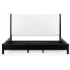 SAFAVIEH Couture Collection – Jaylessa King Natural Wood Frame Bed, Brown Fabric Upholstered Headboard, No Box Spring Needed (SFV2169D-K)(Black/Beige)