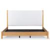 SAFAVIEH Couture Collection – Jaylessa King Natural Wood Frame Bed, Brown Fabric Upholstered Headboard, No Box Spring Needed (SFV2169D-K)(Natural/Beige)