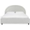 SAFAVIEH Couture Collection – Kaylilly Cream Chenille King Bed, Upholstered Arched Headboard, No Box Spring Needed, Modern Design (SFV6115A-Q)(Creme/Black)