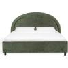 SAFAVIEH Couture Collection – Kaylilly Cream Chenille King Bed, Upholstered Arched Headboard, No Box Spring Needed, Modern Design (SFV6115A-Q)(Olive Green/Black)