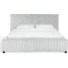SAFAVIEH Couture Collection – Mallika Grey Corduroy Queen Bed, Channel Tufted Headboard, Plush Upholstery, No Box Spring Needed (SFV6117B-Q)(Grey/Black)