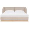SAFAVIEH Couture Collection – Martyna Ivory Boucle Upholstered King Bed with Curved Headboard, No Box Spring Needed (SFV6112A-K)(Light Brown/Natural)